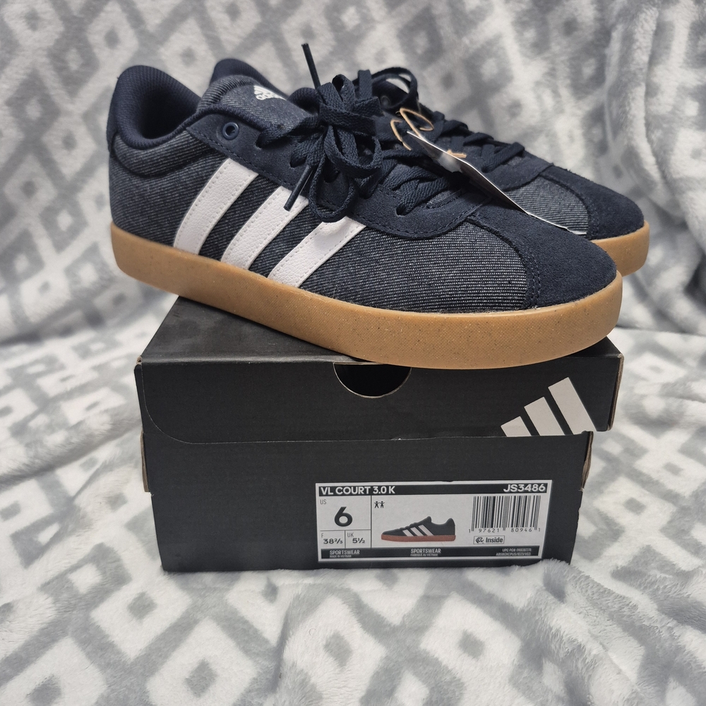 Adidas Navy Sneakers with White Stripes
